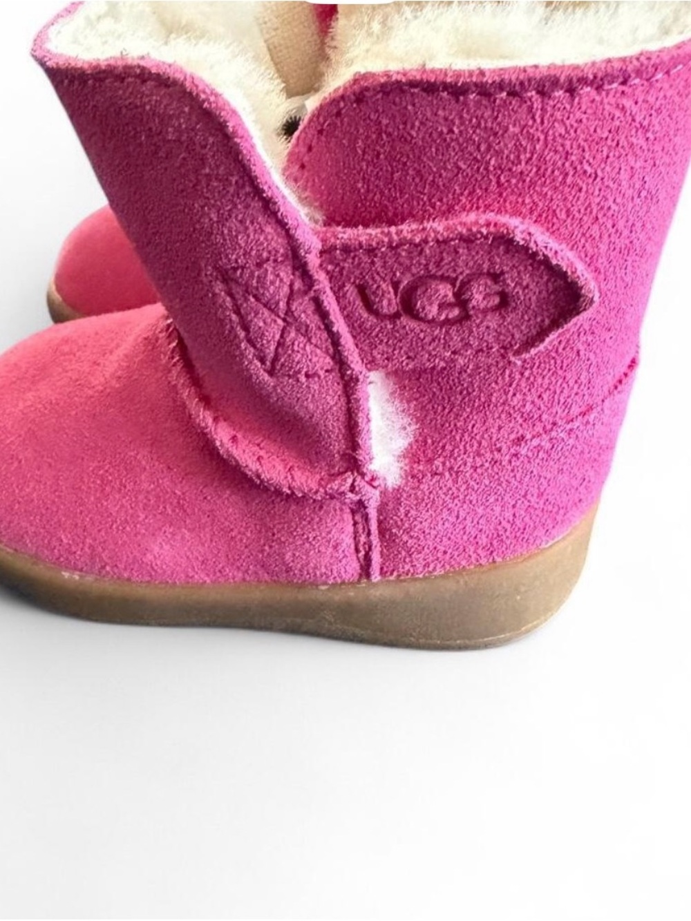 UGG Kids Hot Pink Suede Slip-On Boot